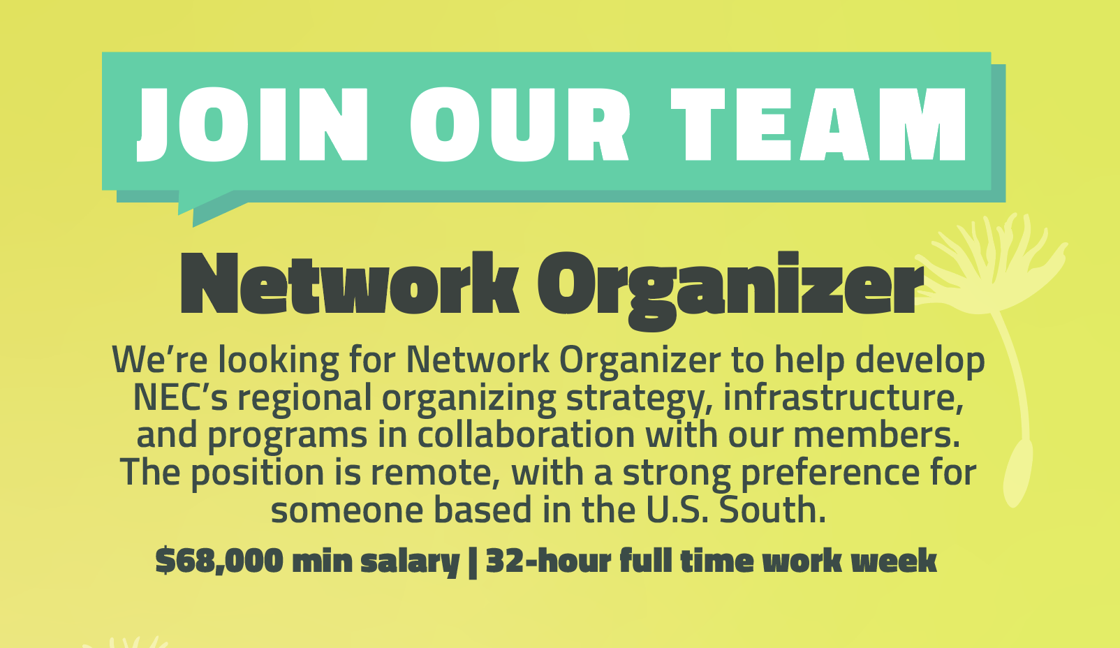 Join our team! NEC is hiring a Network Organizer - New Economy Coalition